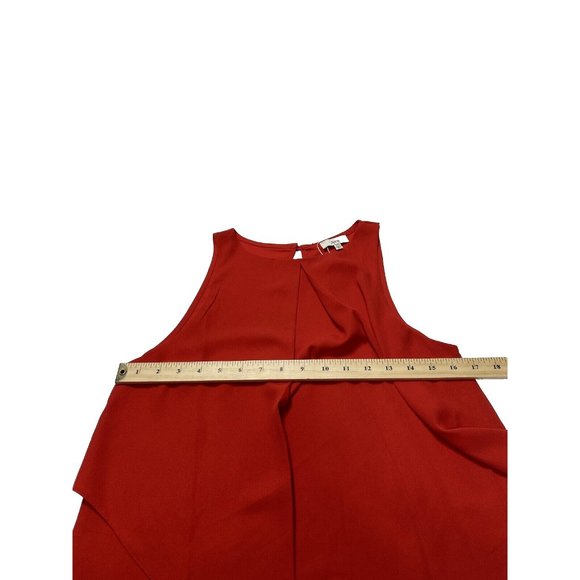 Ava Women’s XS Red Blouse, Sleeveless Red Dress Top, Ruffle Accent, Brand New - Picture 8 of 10